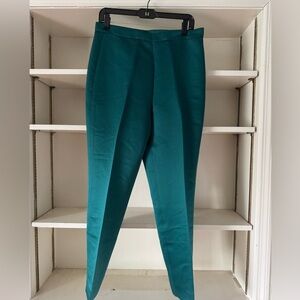 J Crew High-rise cigarette pant in emerald satin